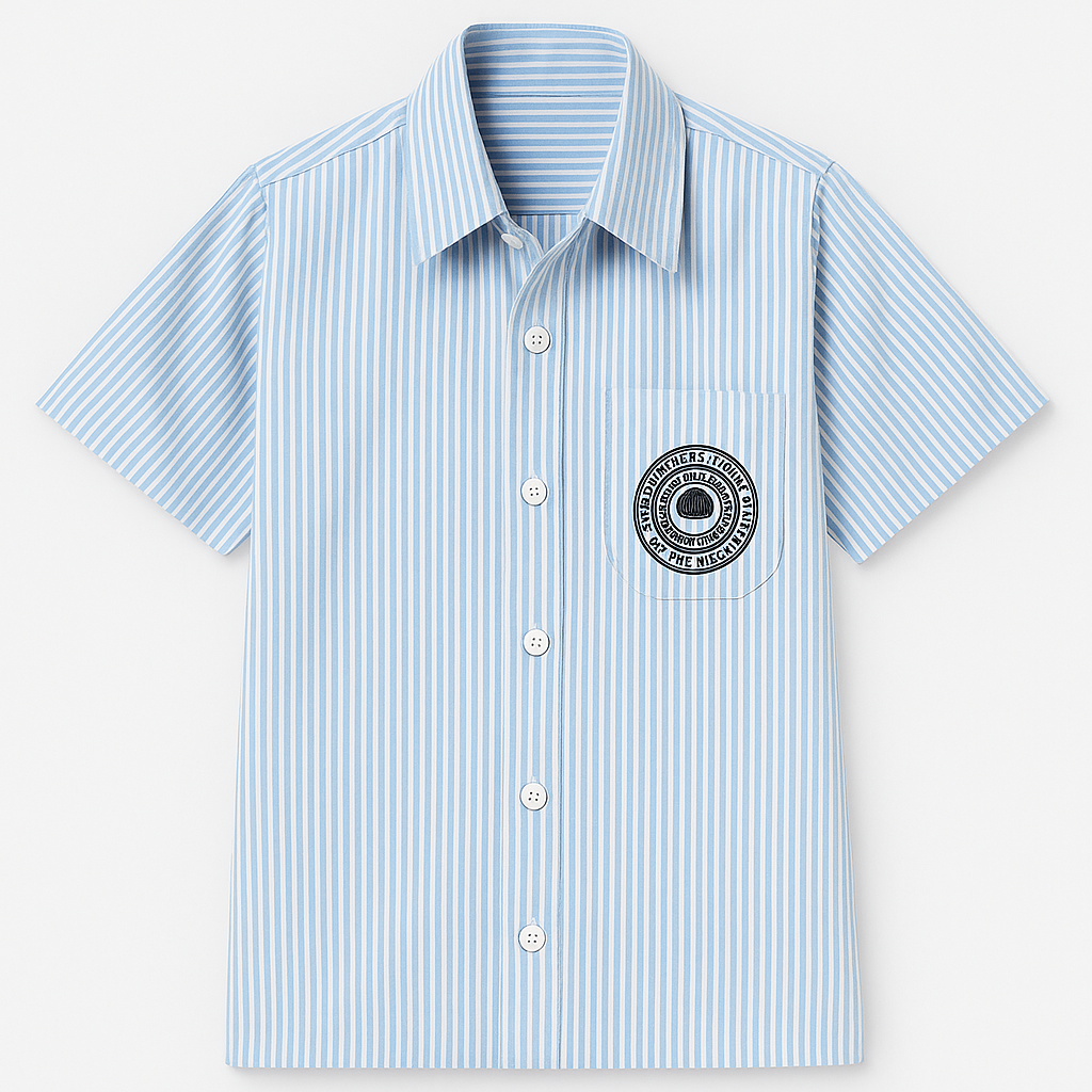 Boy’s Half sleeved light blue shirt with navy blue stripes