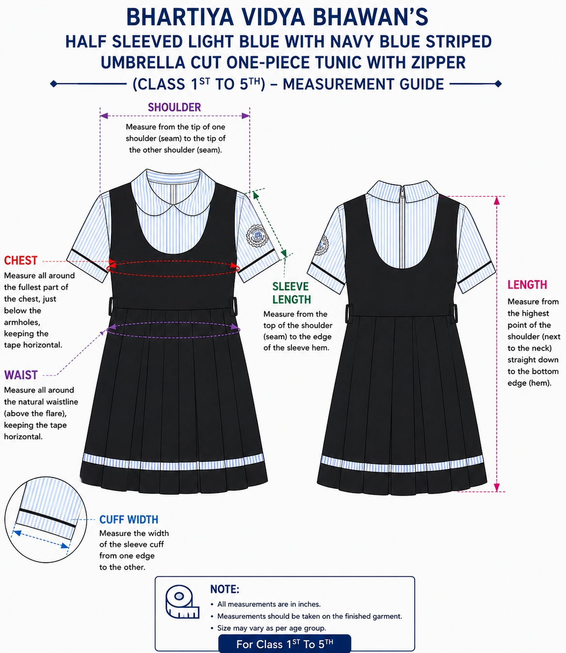 GIRL'S NAVY BLUE FROCK FOR CLASS 1ST TO 5TH