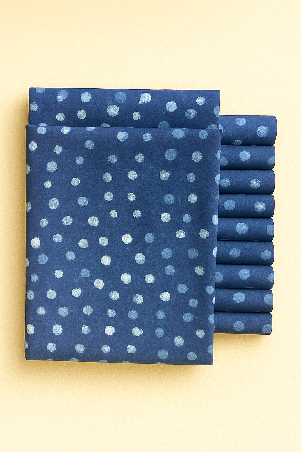 Indigo and white polka