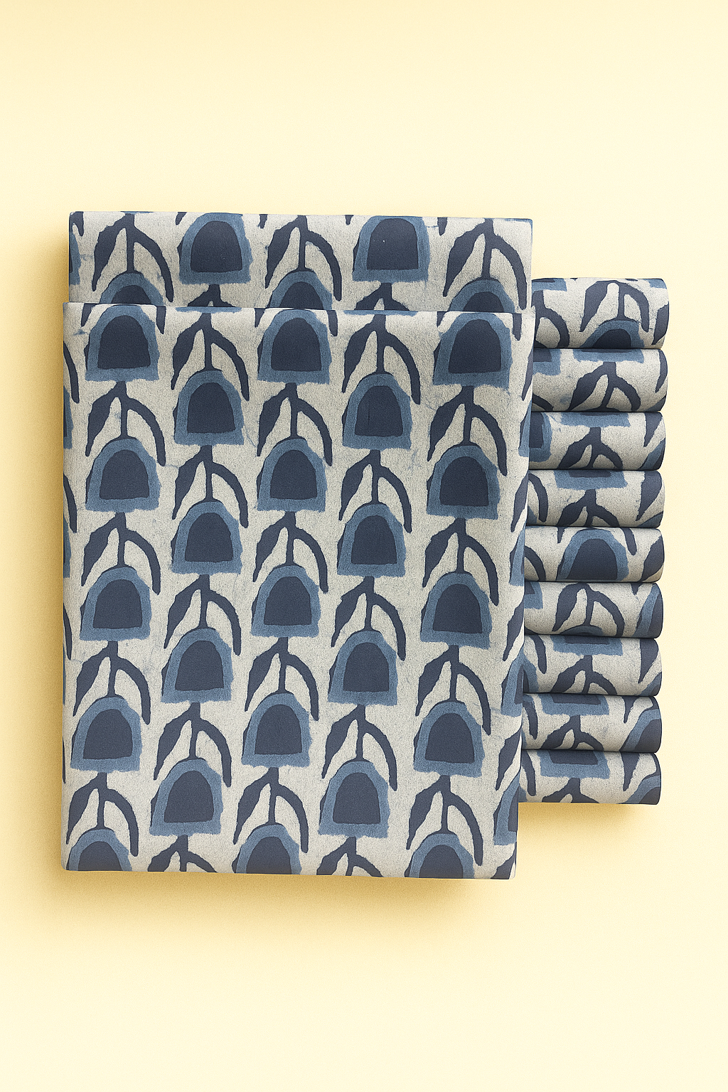Indigo and half white  geometrical