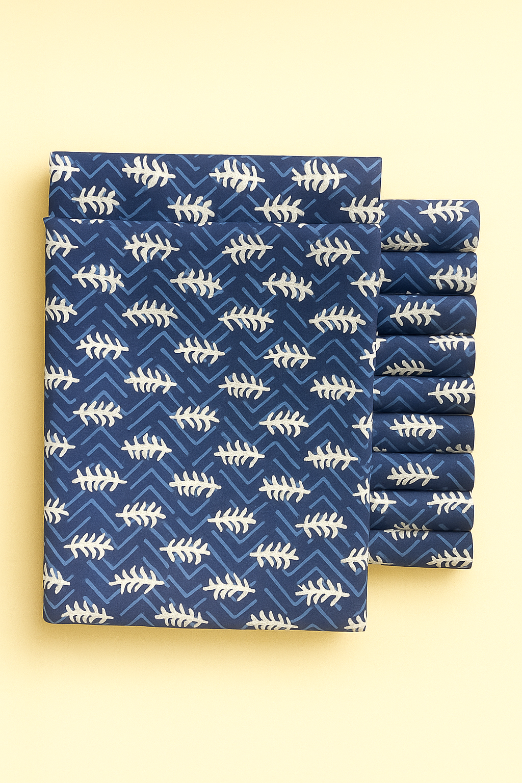 indigo white floral & geometrical