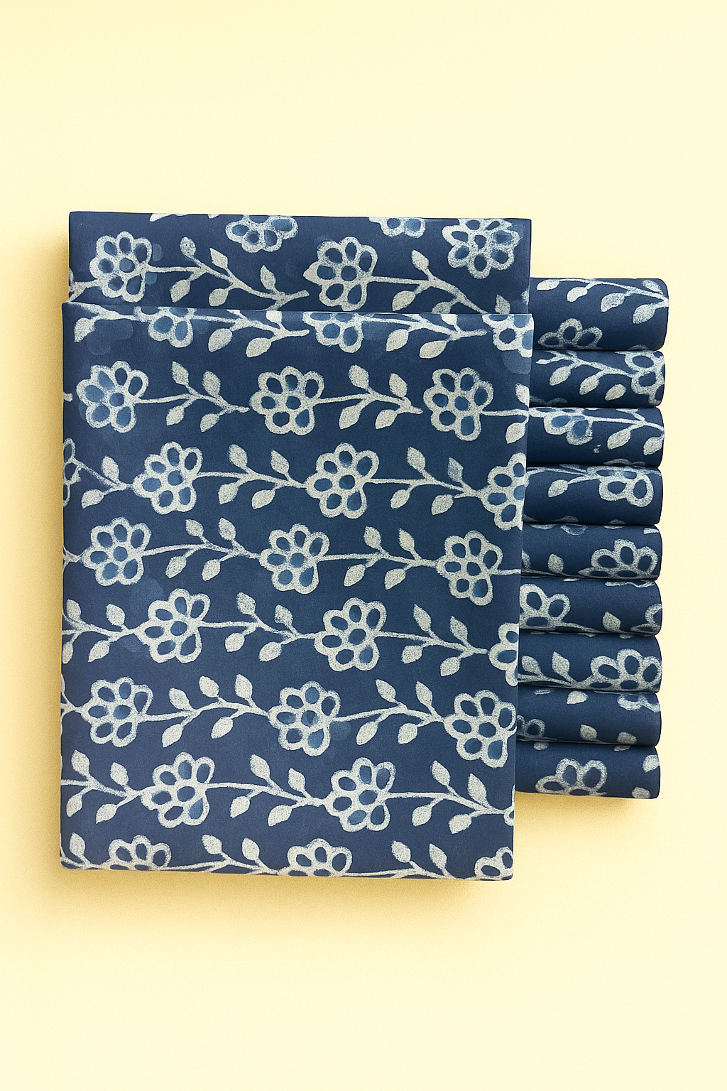 Indigo white floral stem design