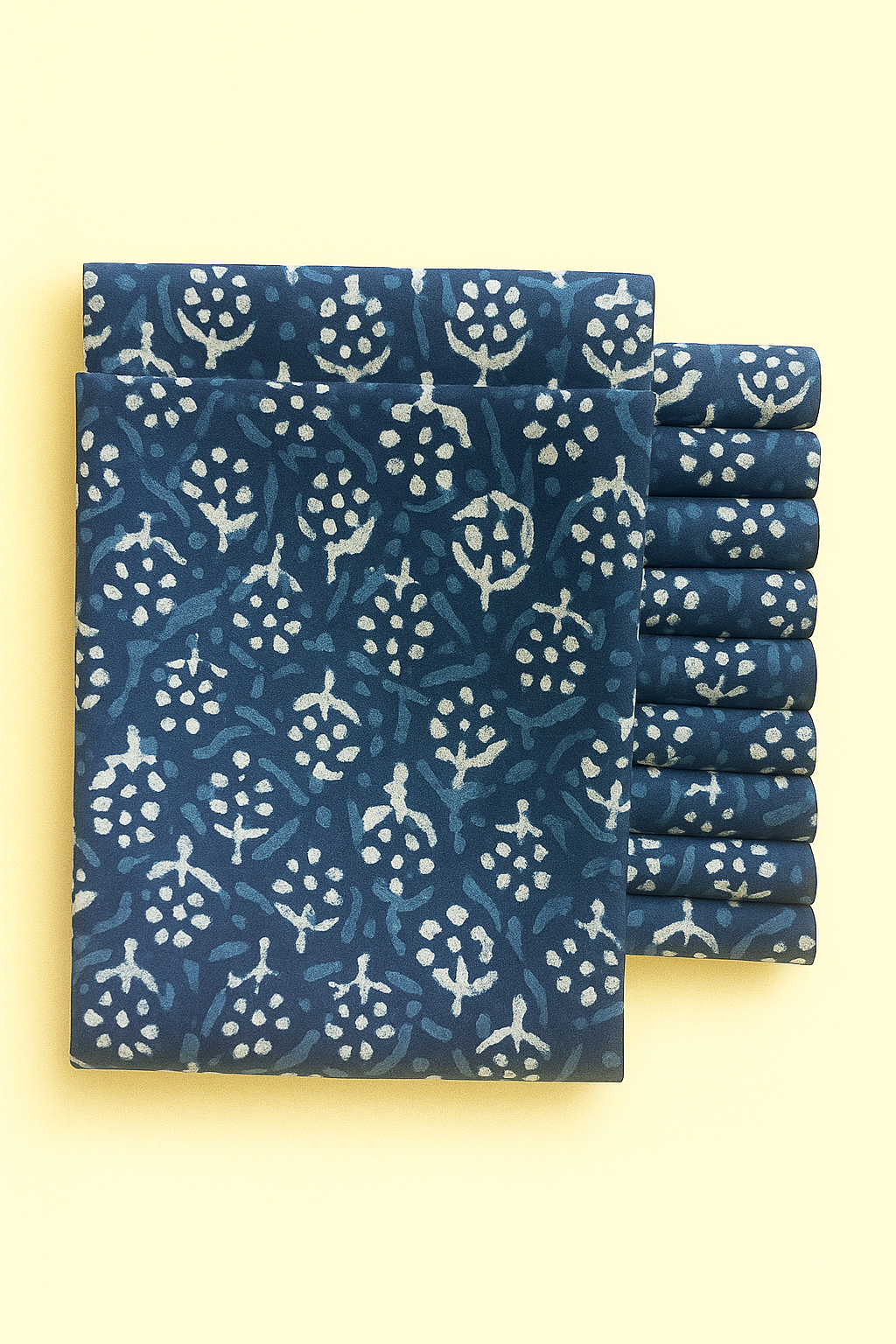 Indigo floral bird design