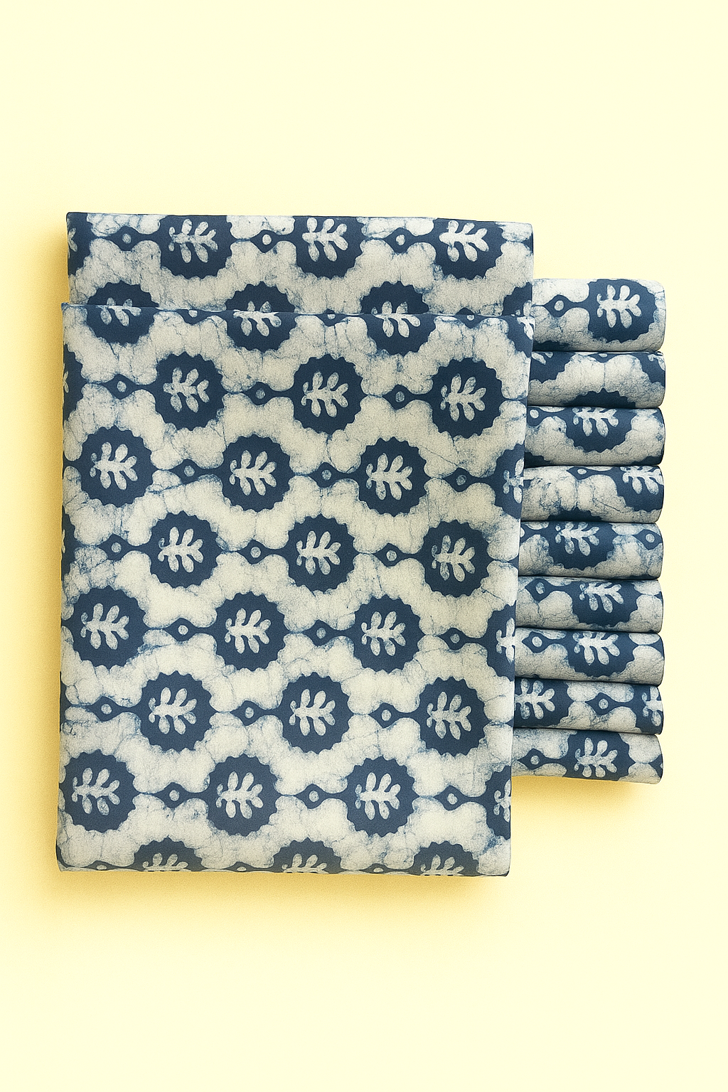 Indigo white floral and geometrical