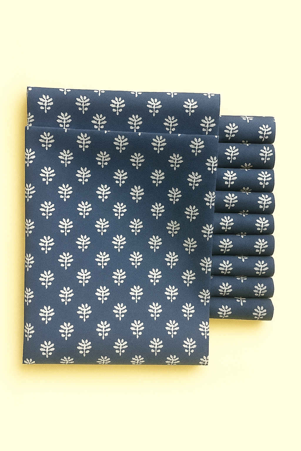 indigo white leaf design