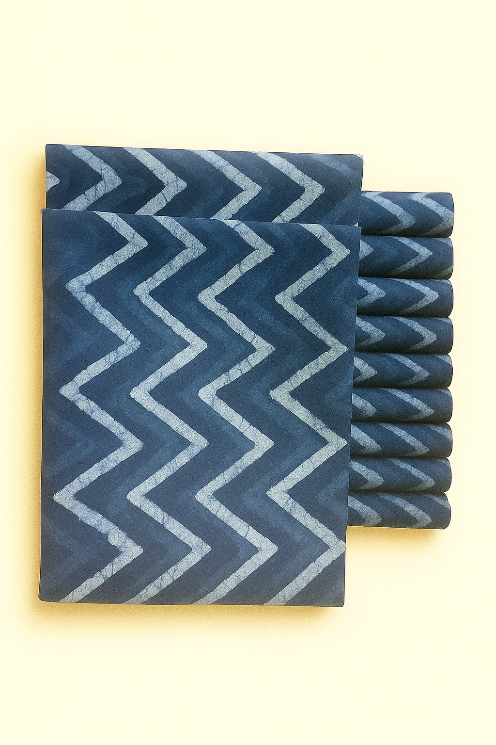 Indigo white zigzag design