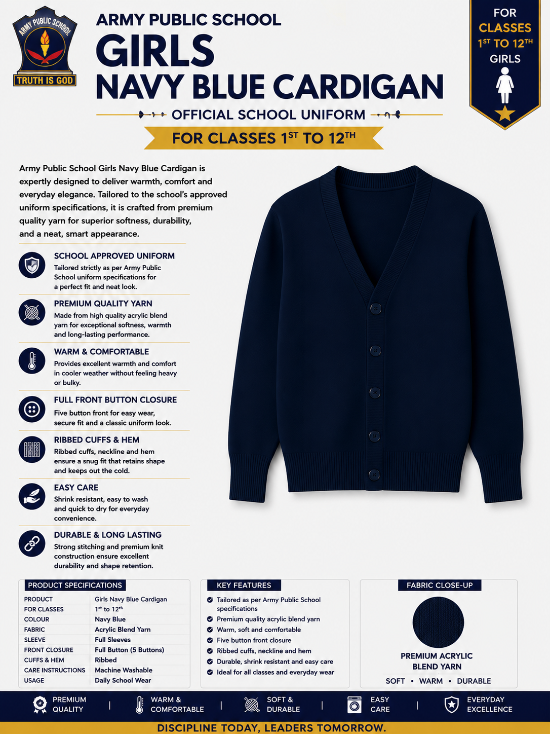 Girl’s Navy-Blue Cardigan