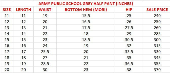 ARMY PRE PRIMARY WHITE HALF PANT