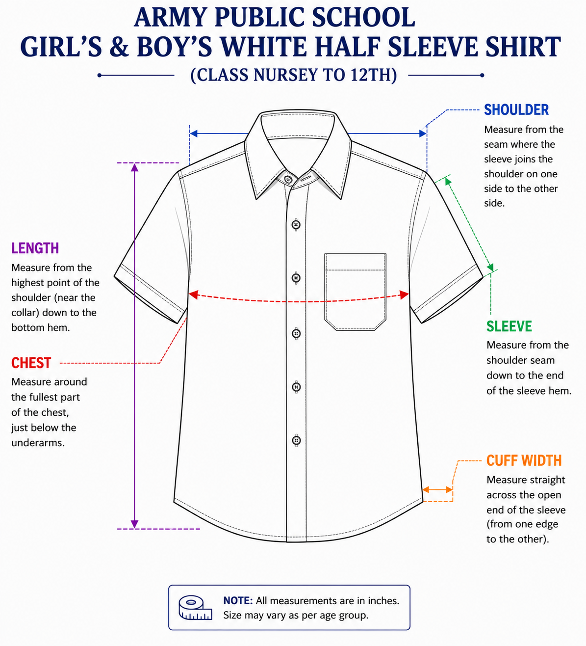 BOY'S WHITE SHIRT FOR 11TH & 12TH