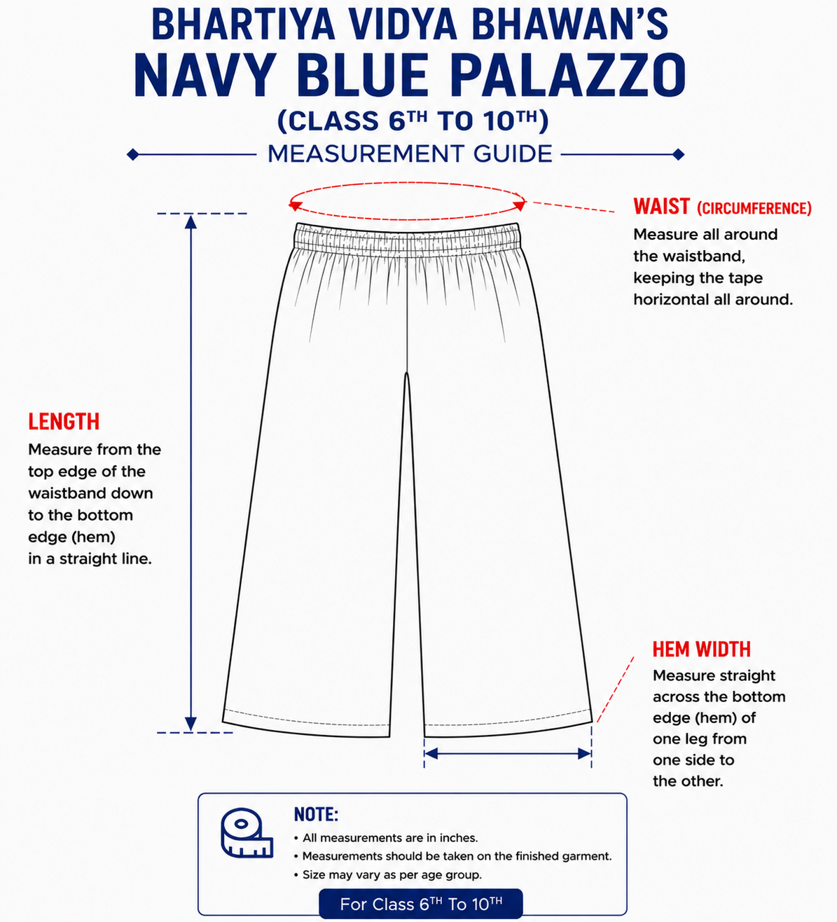 GIRL'S NAVY BLUE PALAZZO FOR CLASS 6TH TO 10TH