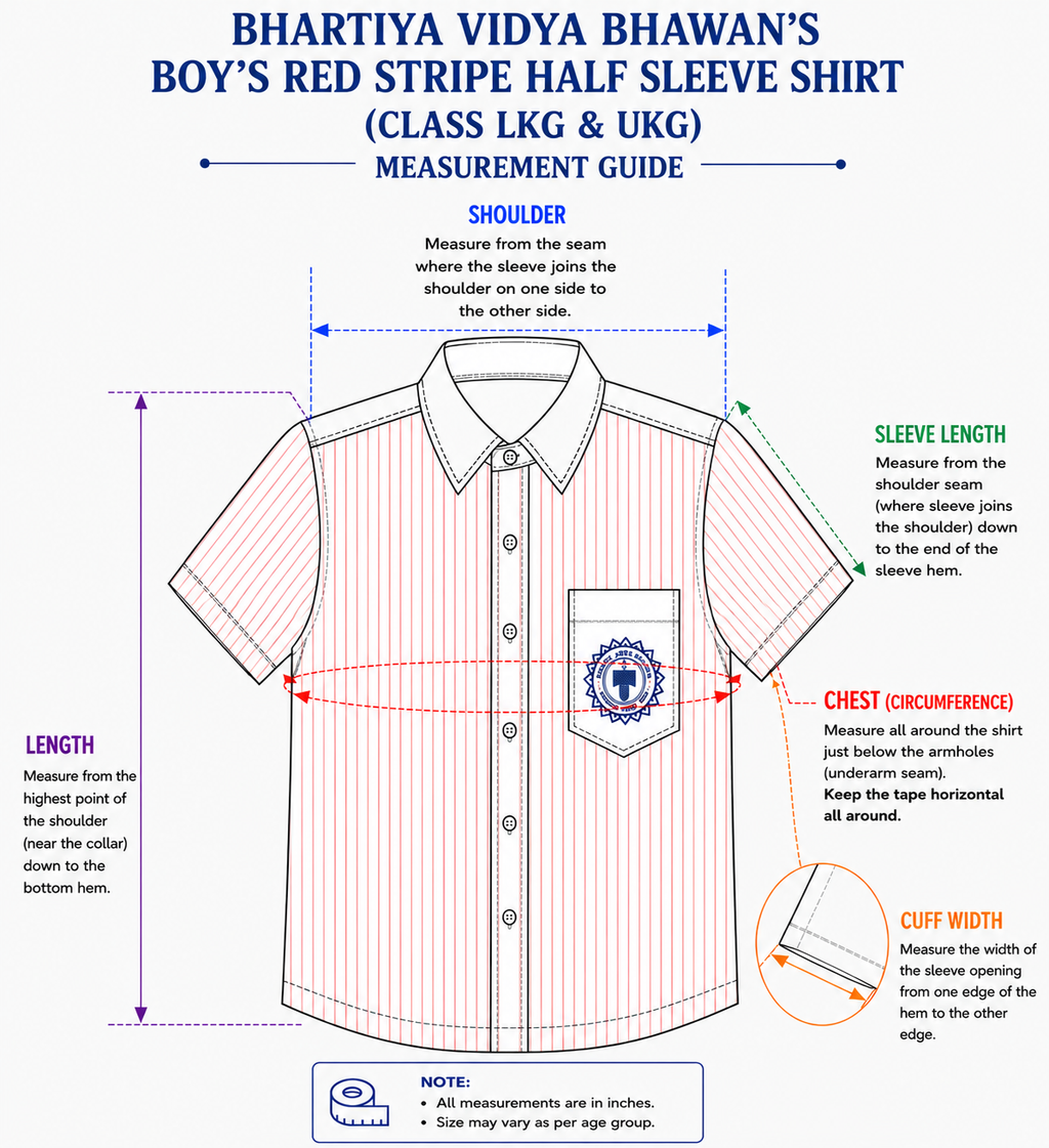BOY'S RED STRIPED WHITE SHIRT FOR LKG & UKG