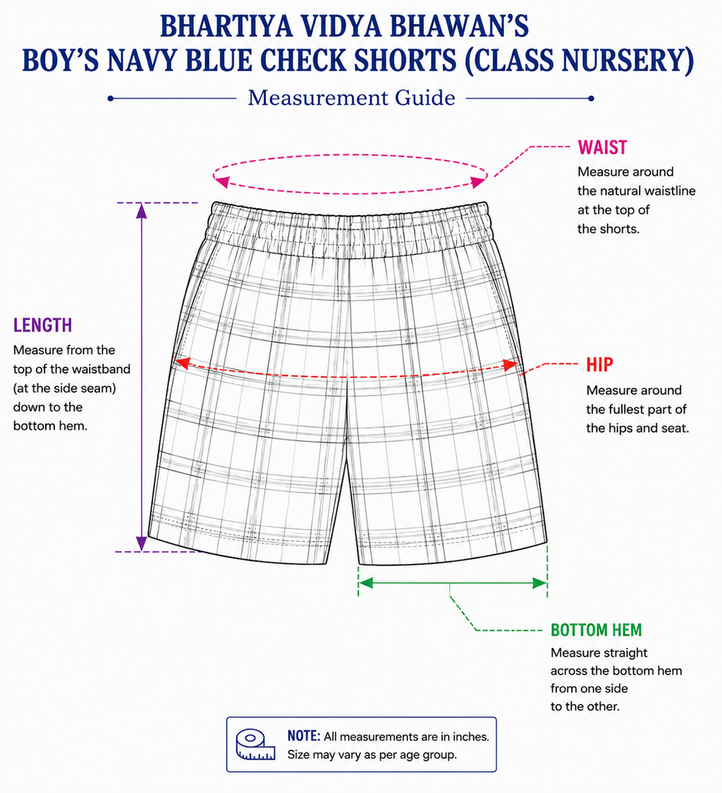 BOY'S NAVY BLUE CHECK HALF PANT FOR NURSERY
