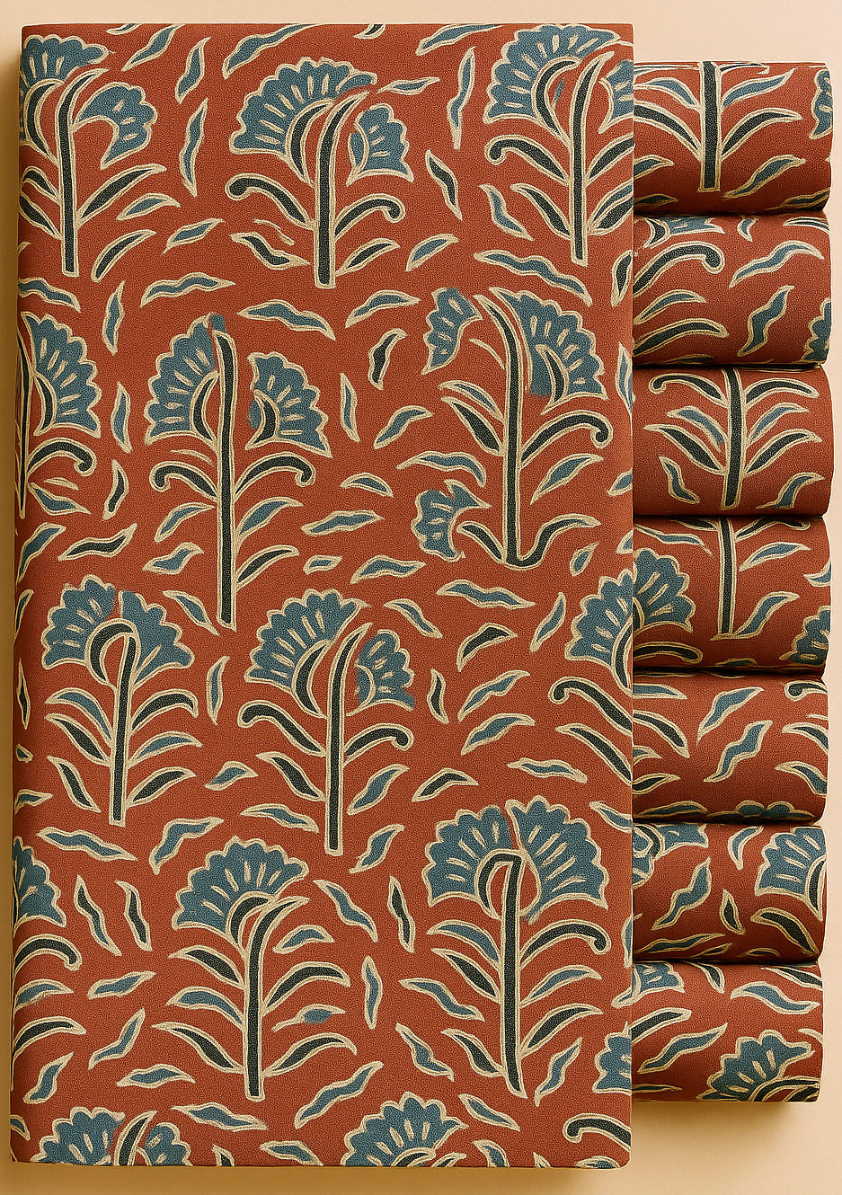 LUNAR GREEN AND HALF WHITE FLORAL ON RED