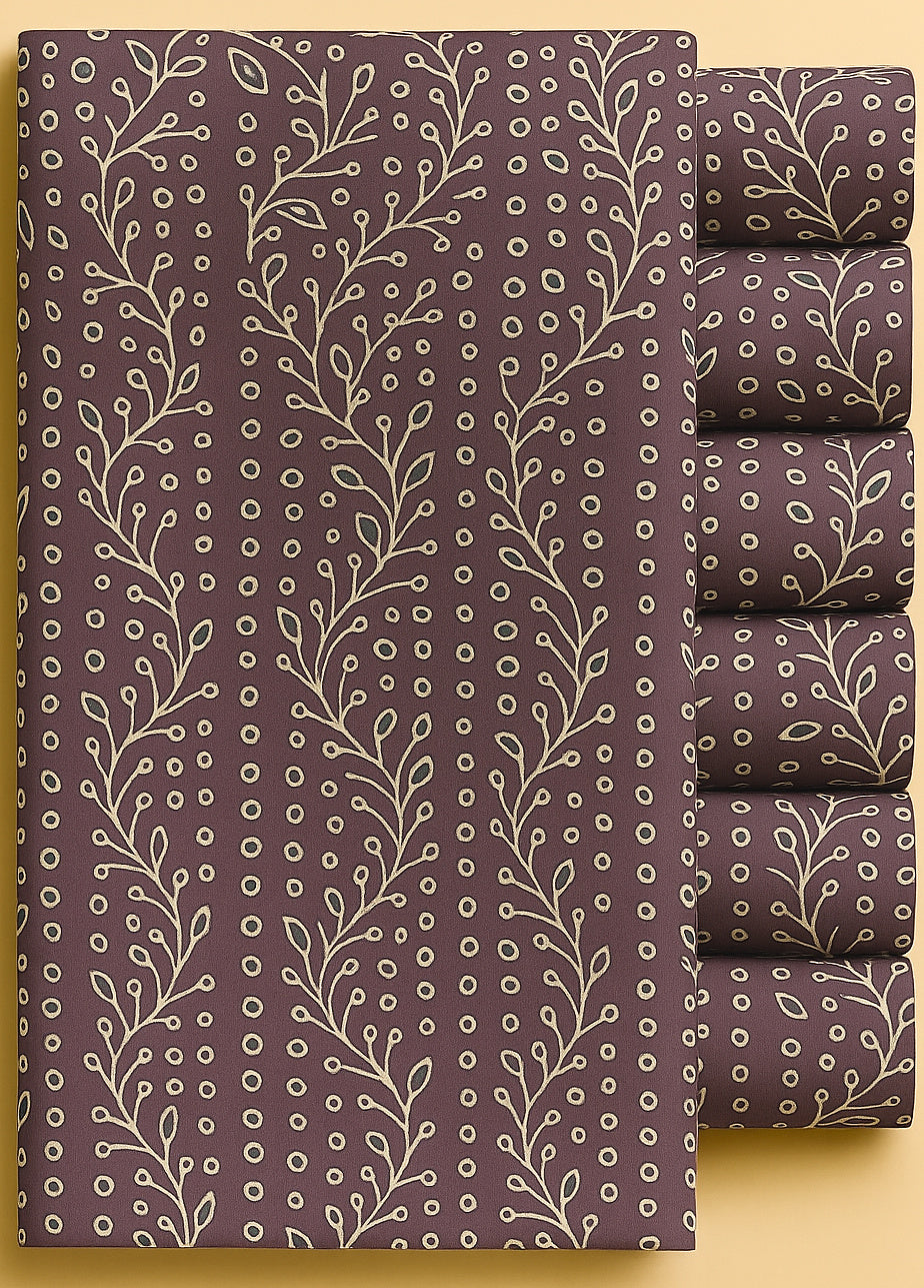 HALF WHITE FLORAL ON BROWN
