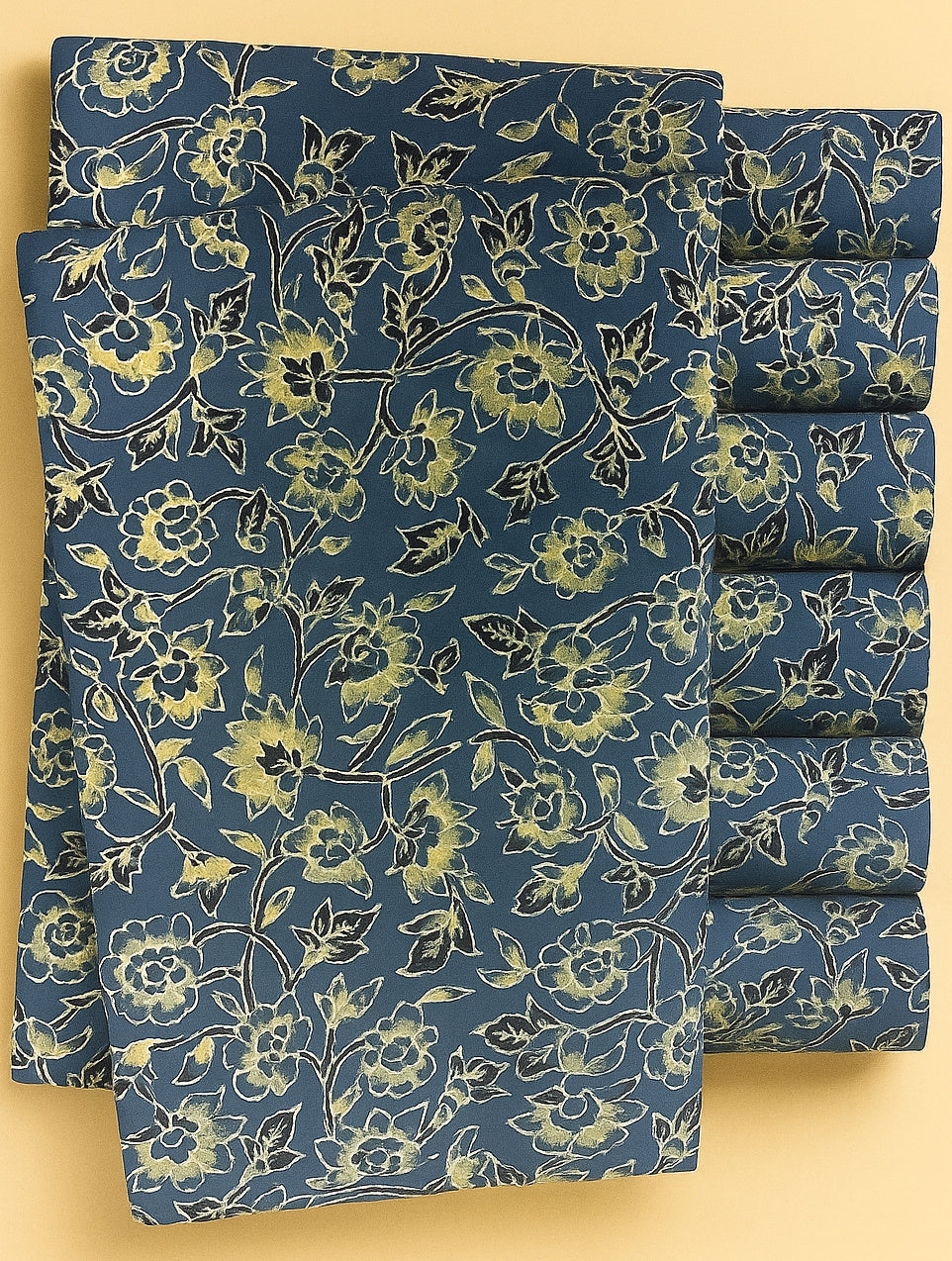 BLACK AND HALF WHITE FLORAL ON TEAL