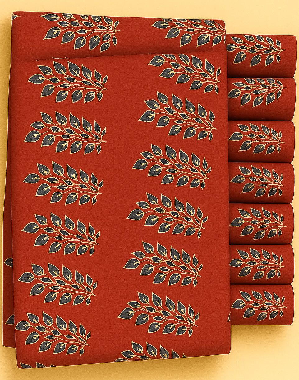 GREY AND HALF WHITE FLORAL PRINT ON RED