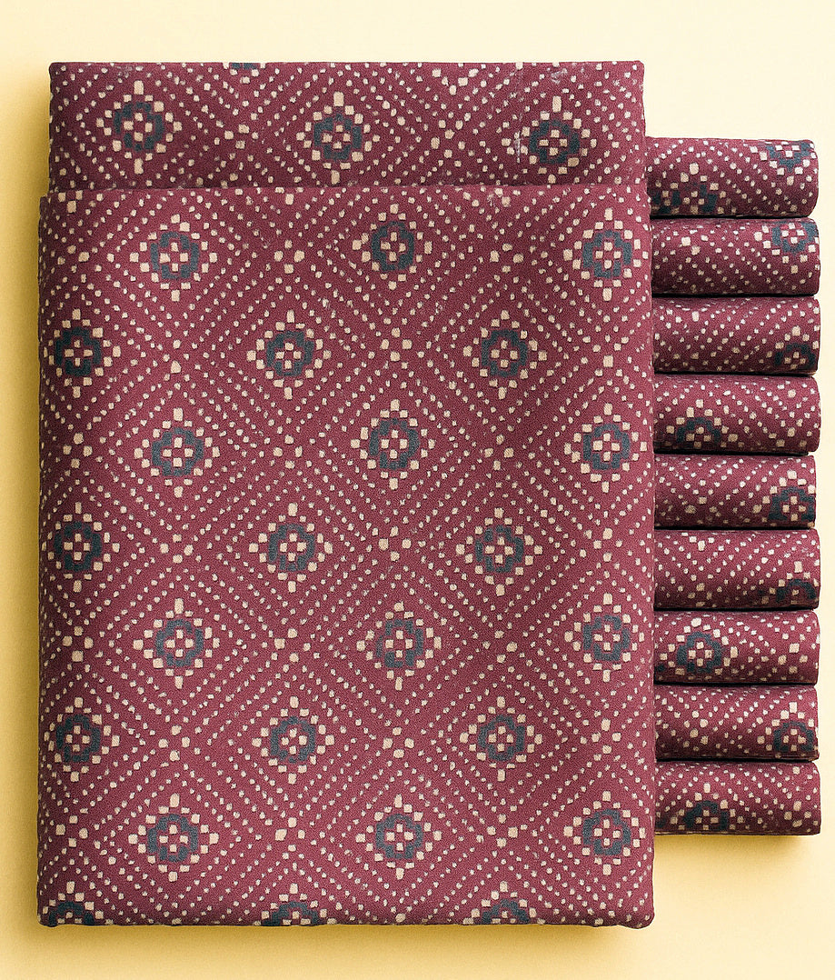 BLACK AND BEIGE GEOMETRICAL ON MAROON