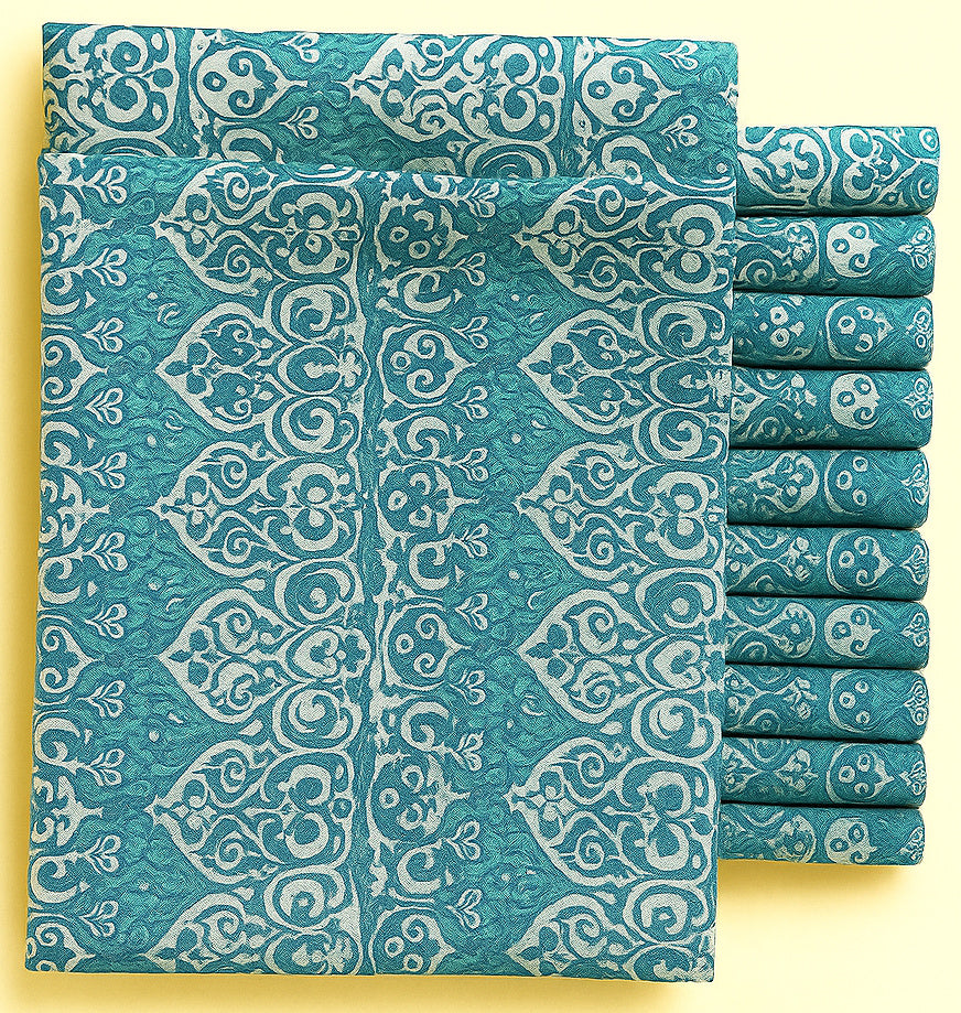 WHITE FLORAL ON BLUE