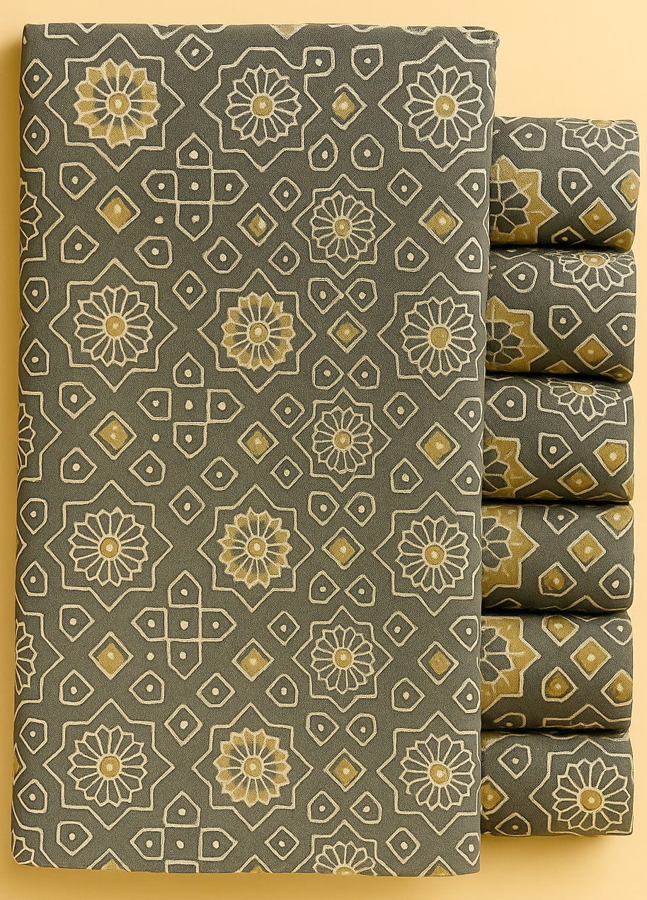 CREAM FLORAL AND GEOMETRICAL ON KASHISH