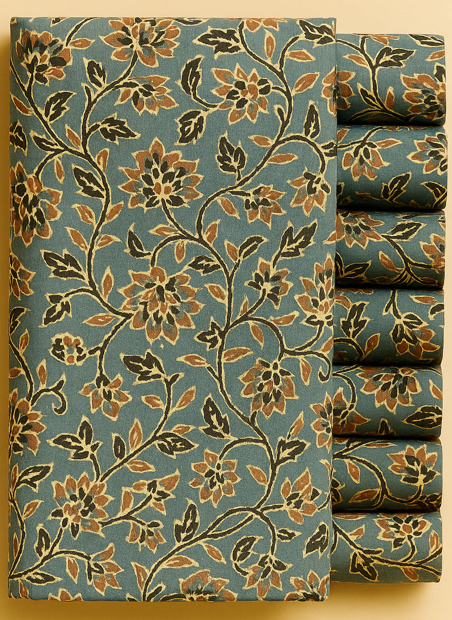 RUST, HALF WHITE AND BLACK ON TEAL