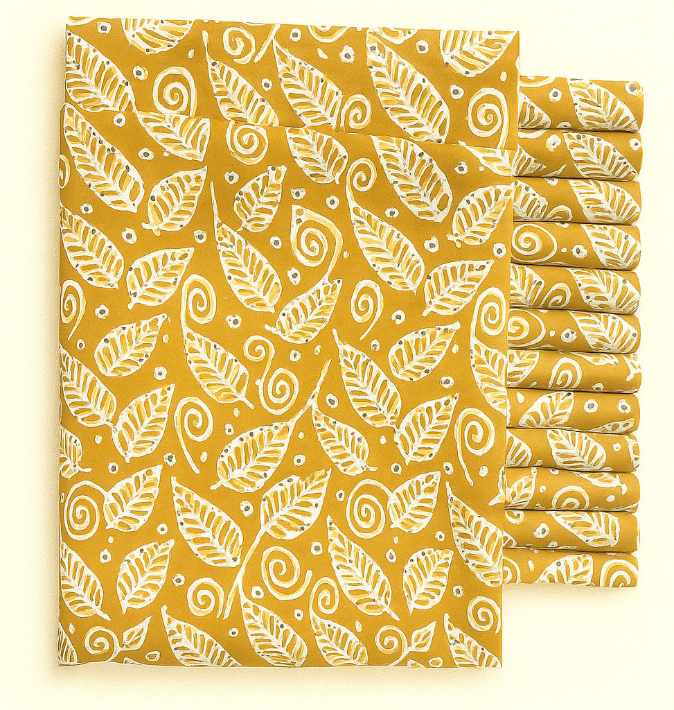 CREAM AND BLACK FLORAL ON MUSTARD