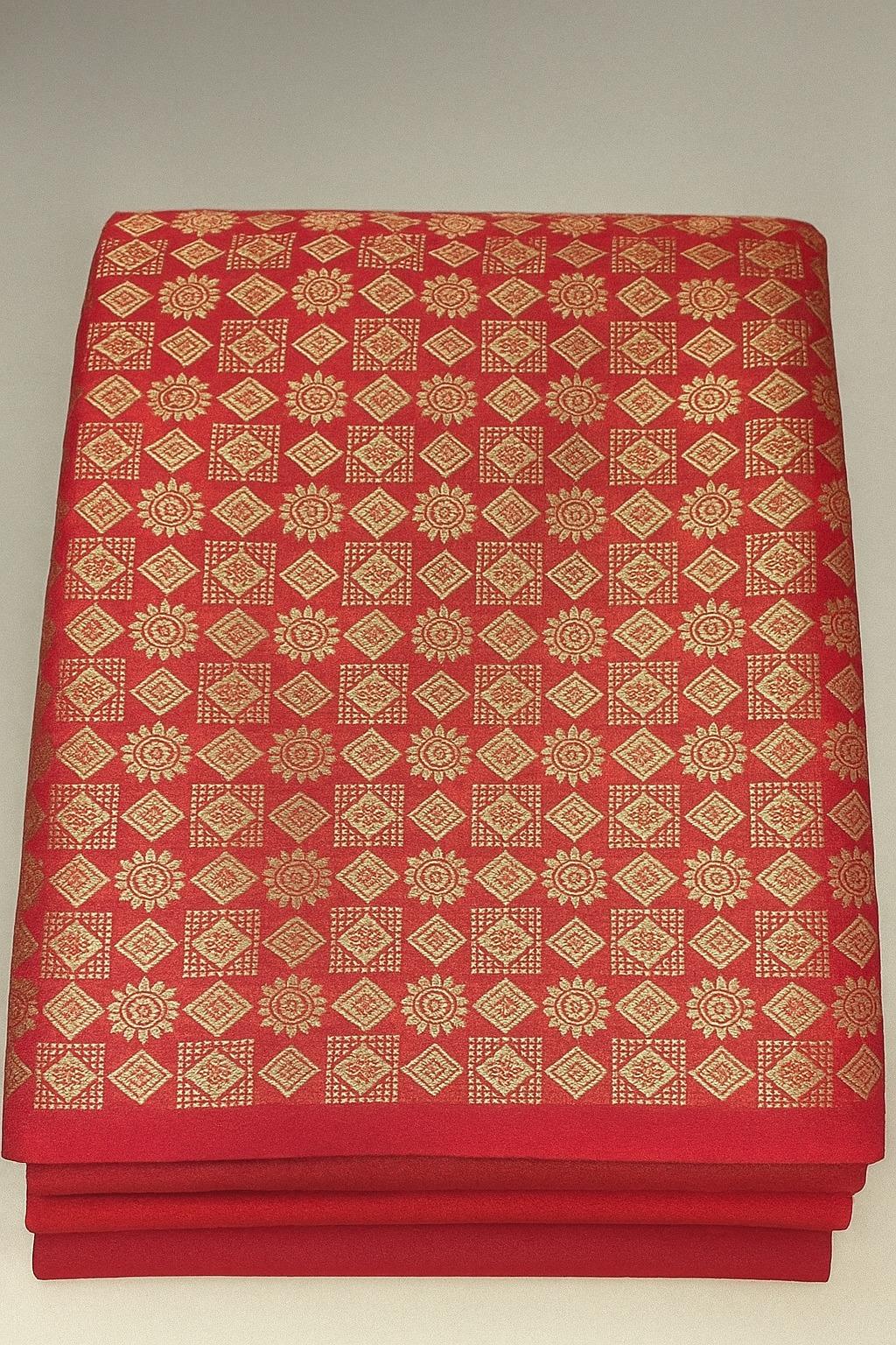 GOLD FLORAL & GEOMETRICAL ON RED
