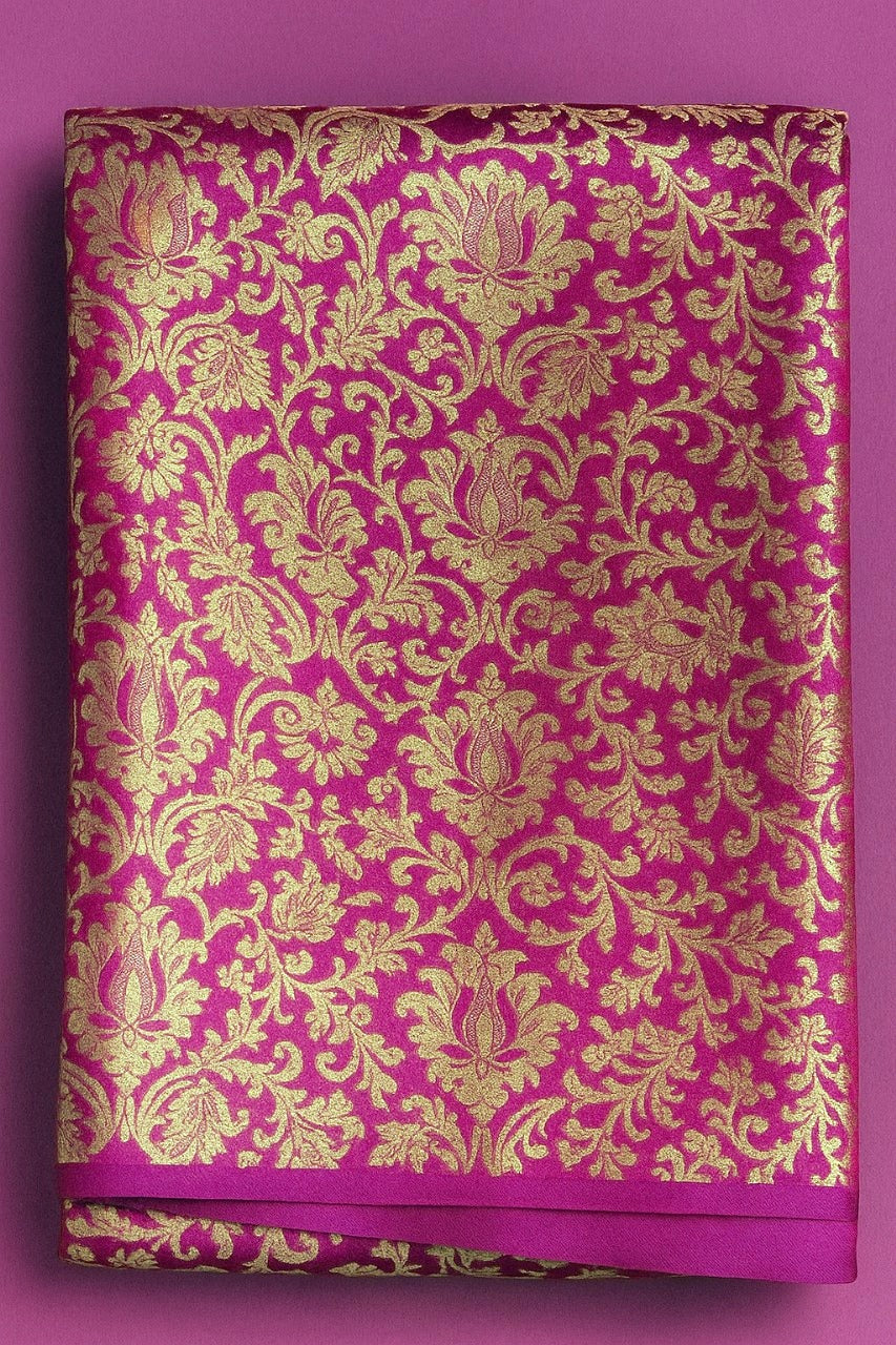 GOLD FLORAL ON RANI PINK
