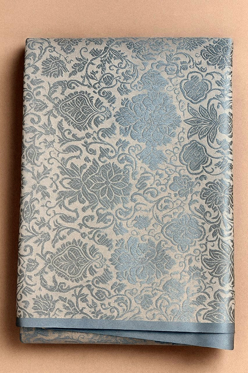 GREY FLORAL ON SILVER