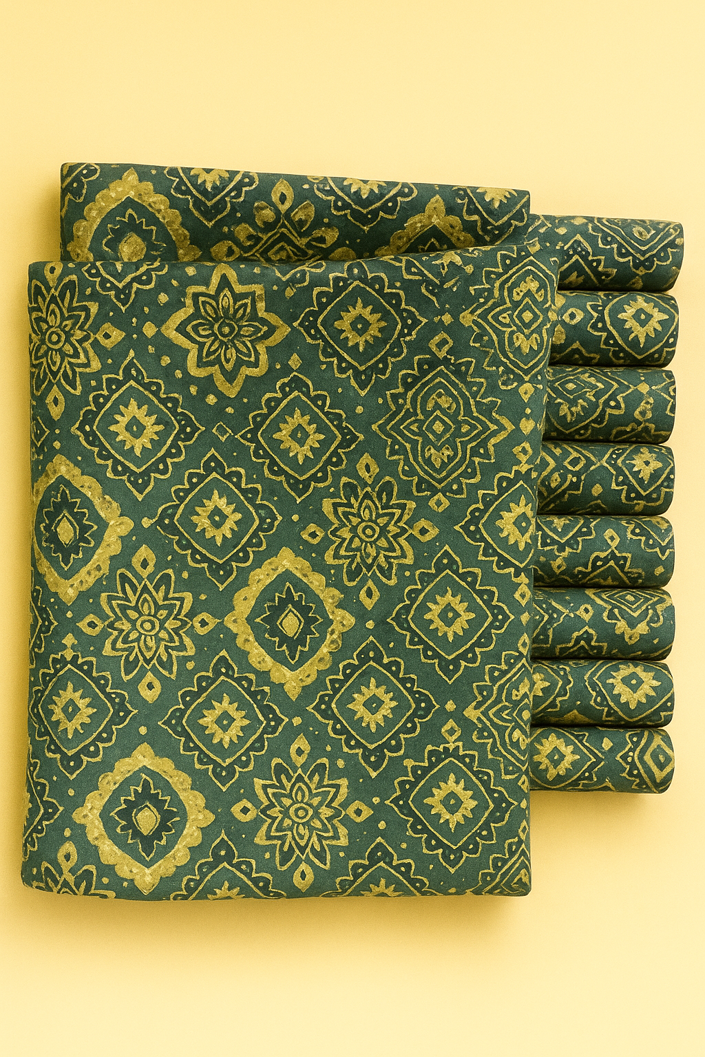 SAND BROWN AND DARK GREEN GEOMETRICAL ON MINERAL GREEN