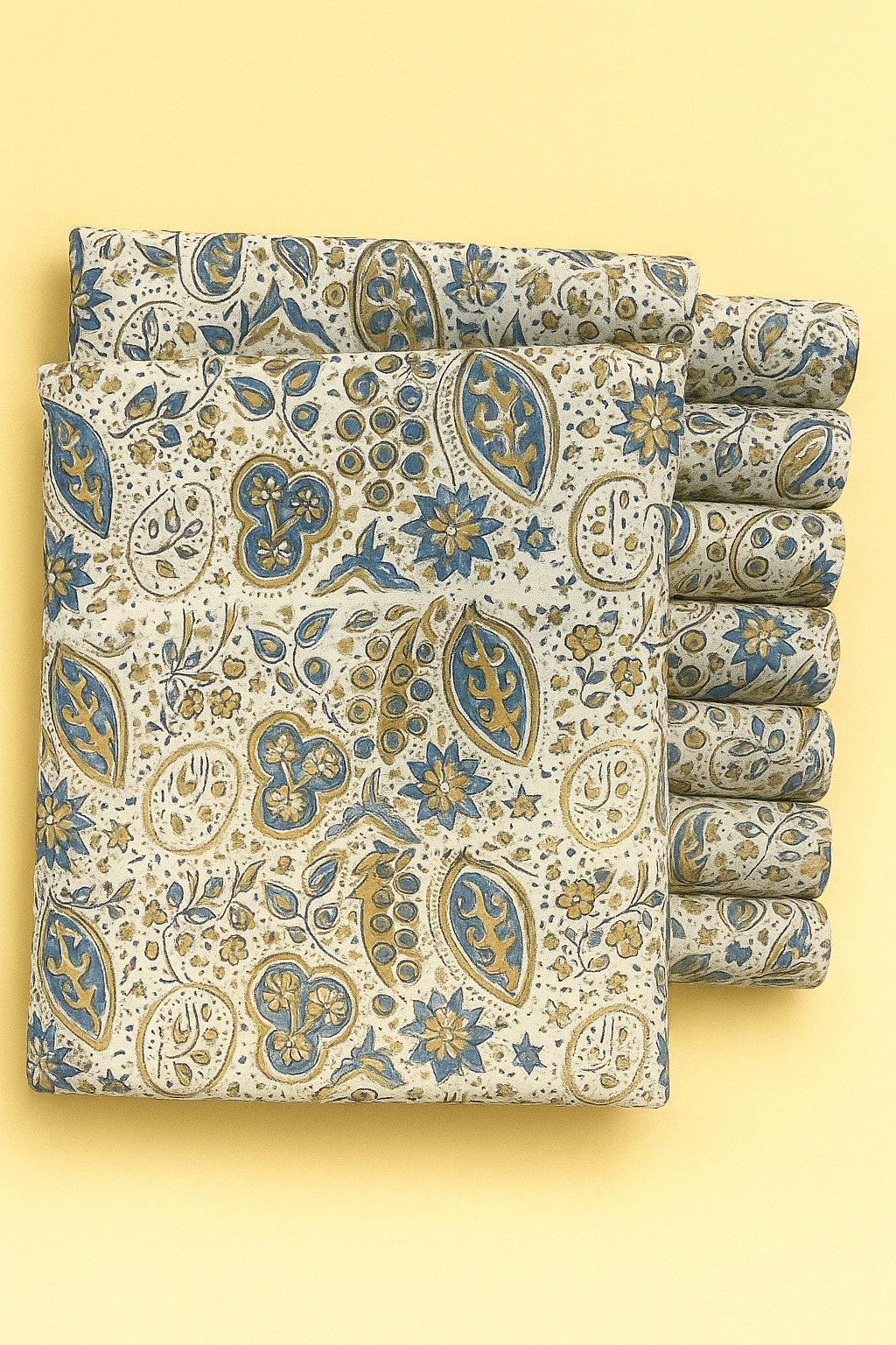 BRANDY AND GREYISH BLUE FLORAL ON CREAM