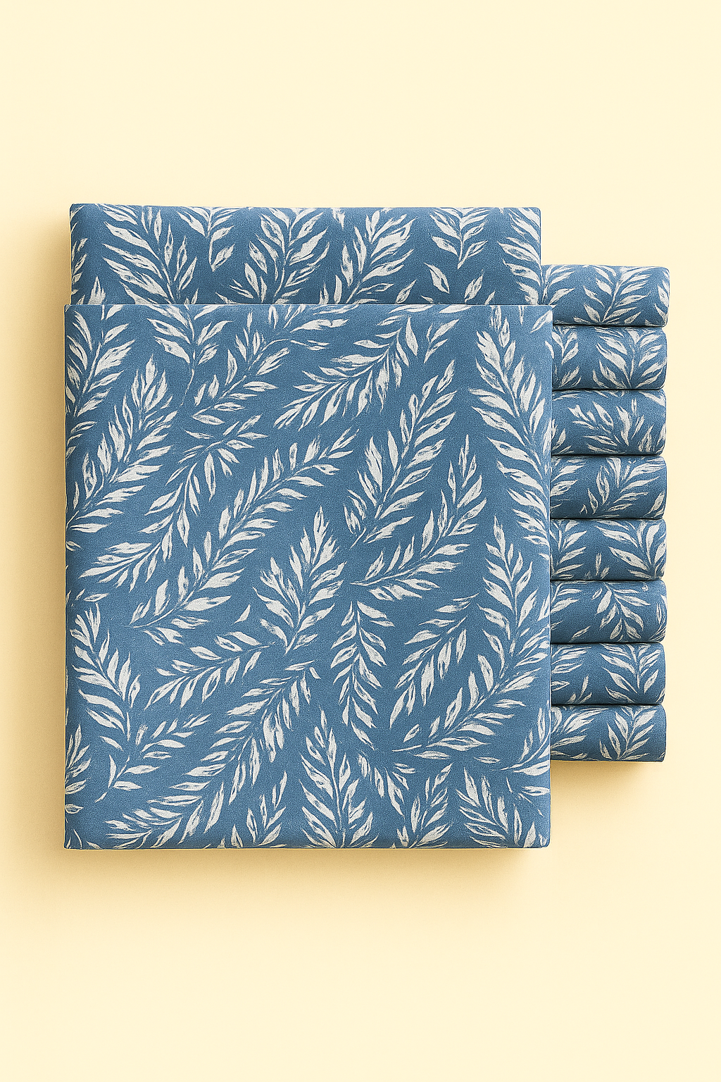 CREAM FLORAL ON MARBLE BLUE