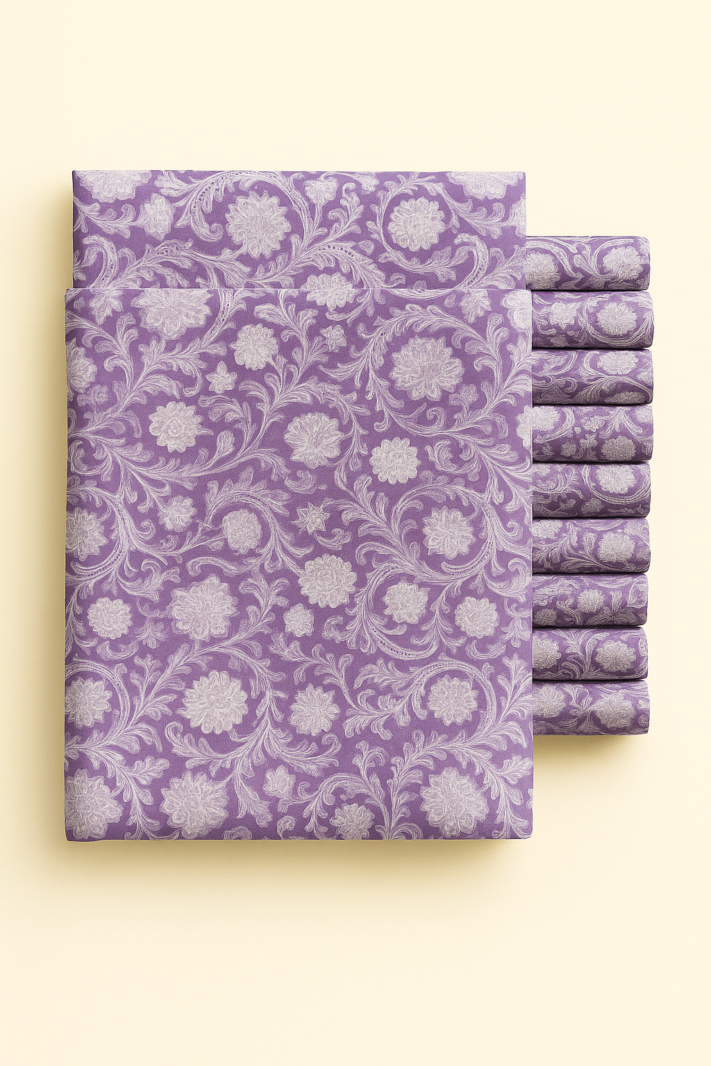 LAVENDER AND CREAM FLORAL ON FADED PURPLE