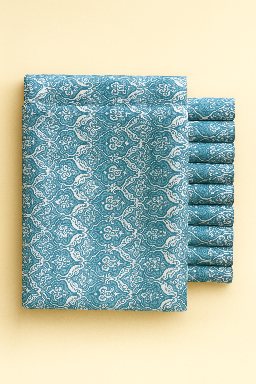 TURQUOISE FLORAL ON CREAM