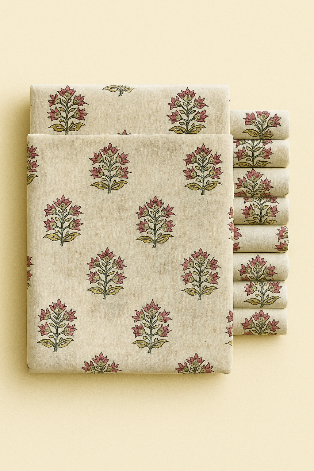 TURKISH ROSE & GREEN FLORAL ON CREAM