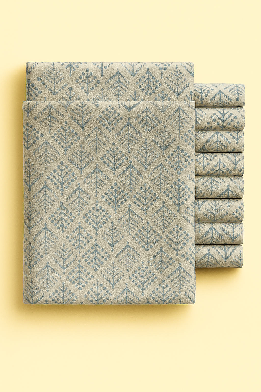 GREYISH BLUE FLORAL ON CREAM