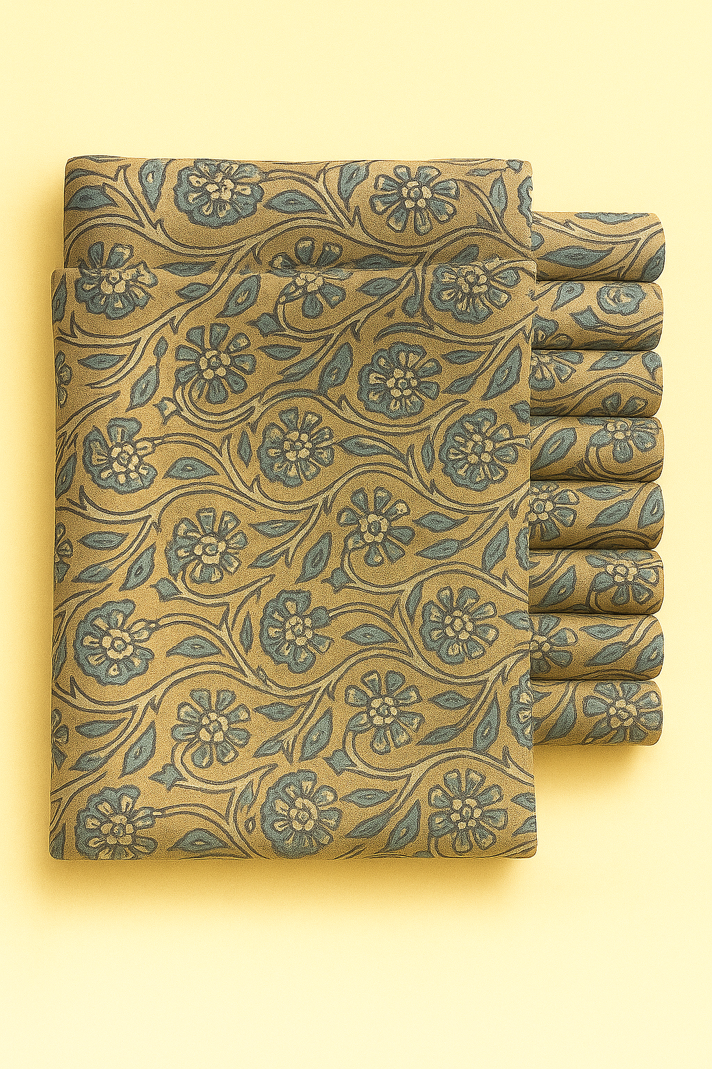 SLATE AND BEIGE FLORAL ON DARK SAND