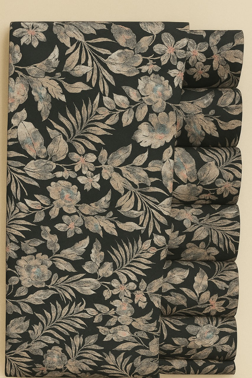 BROWN AND COCOA FLORAL ON YELLOW