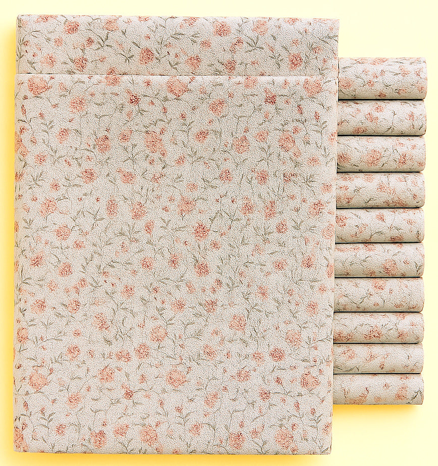 Orange and green floral on cream