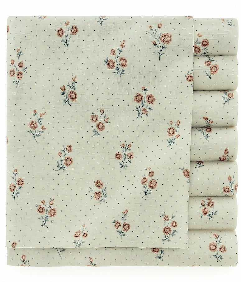 Orange floral on cream