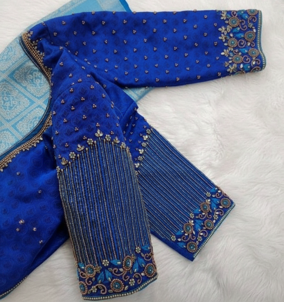 PRINTED BLUE WITH STONE BLOUSE