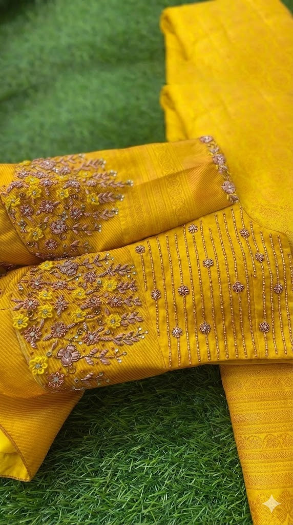 YELLOW PRINTED AND WORK