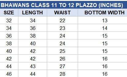 GIRL'S WHITE PALAZZO FOR CLASS 11TH AND 12TH