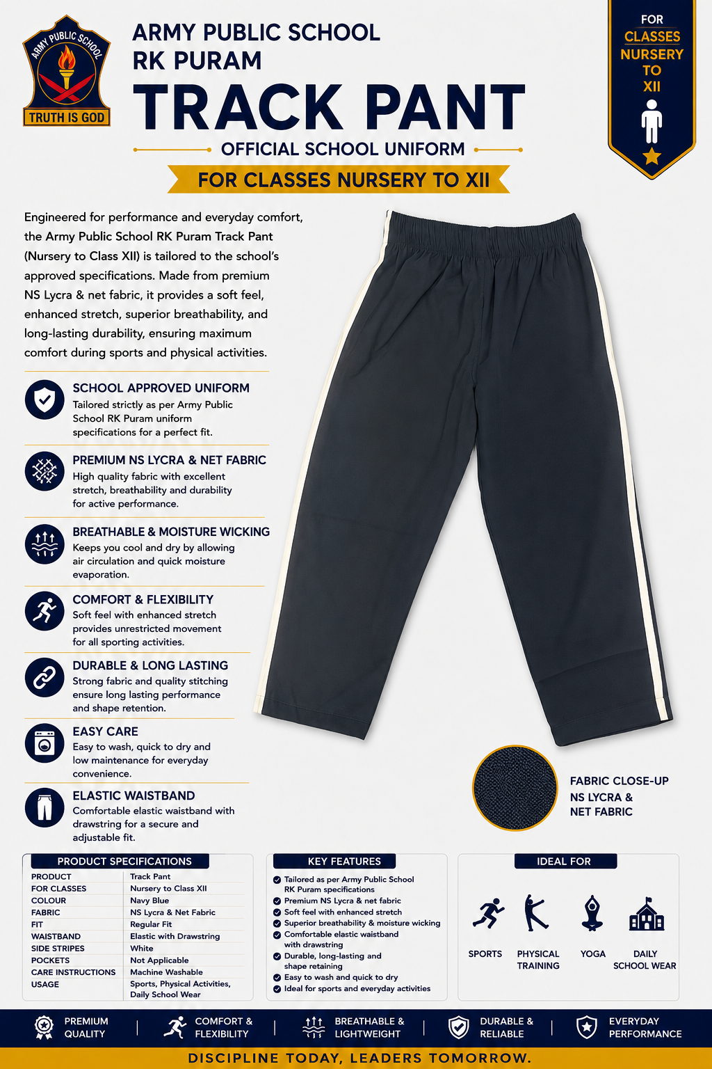 Boy’s and Girl’s APS RK Puram Sports Track Suit Lower