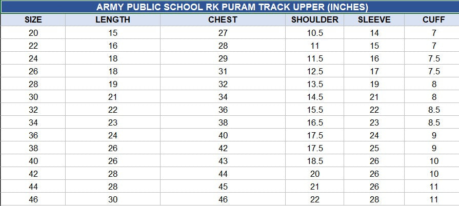 Boy’s and Girl’s APS RK Puram Sports Track Suit Upper