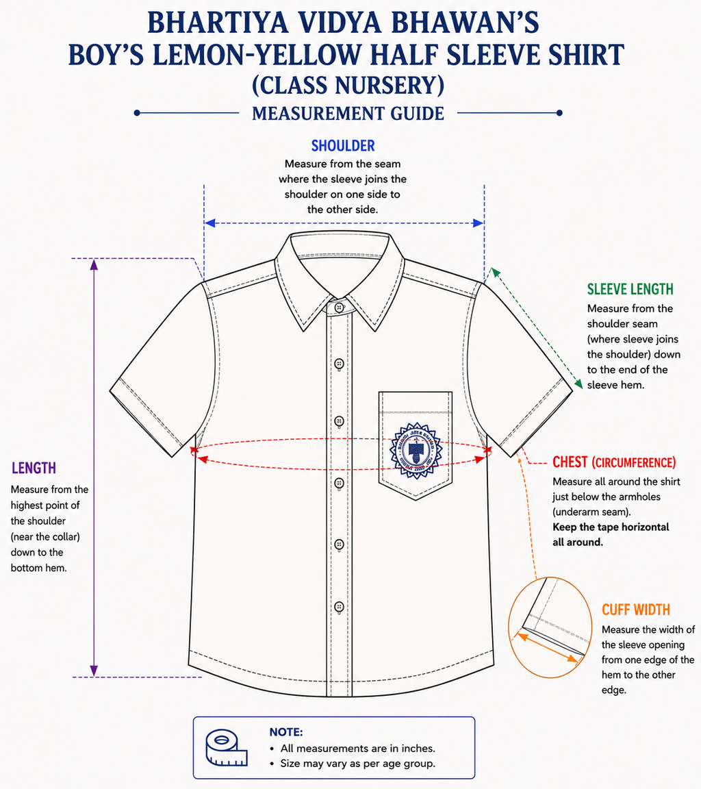BOY'S LEMON YELLOW HALF SLEEVED SHIRT FOR NURSERY