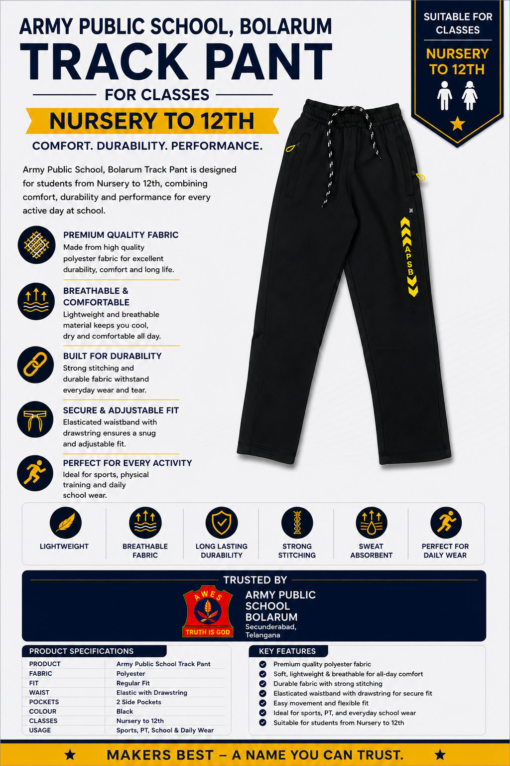 Army Public School Bolarum Track Pant